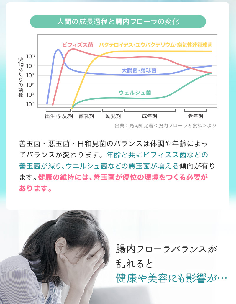 人間の成長過程と腸内フローラの変化